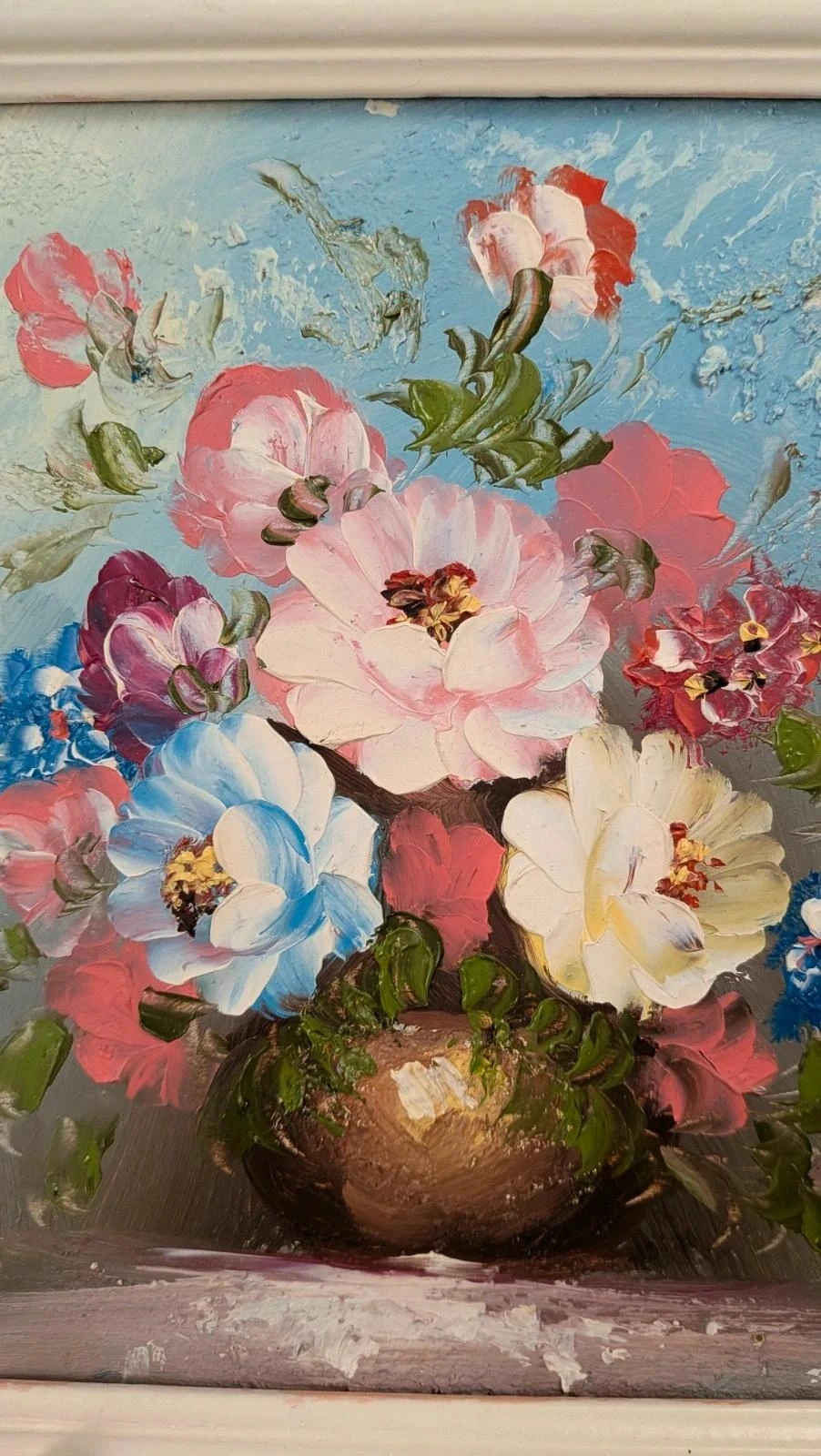 Peinture nature morte – Bouquet de fleurs – Tableau peint à la main – photo 3